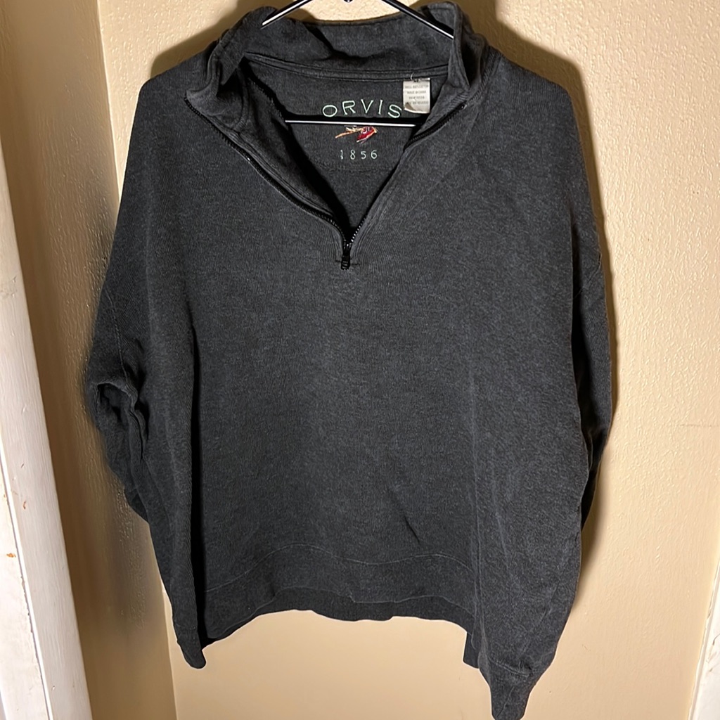 Orvis Men’s Quarter Zip Sweatshirt Color Gray Size Xl
